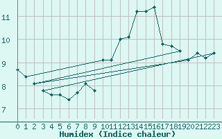 Courbe de l'humidex pour Brion (38)