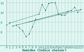 Courbe de l'humidex pour Manston (UK)