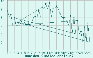 Courbe de l'humidex pour Katowice