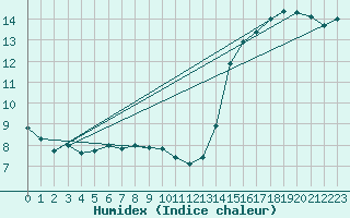 Courbe de l'humidex pour Munte (Be)