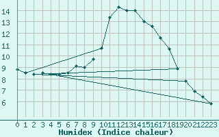 Courbe de l'humidex pour Lelystad