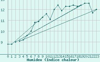 Courbe de l'humidex pour Munte (Be)