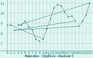 Courbe de l'humidex pour Hd-Bazouges (35)