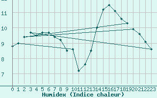 Courbe de l'humidex pour Pointe de Chassiron (17)