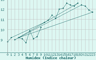 Courbe de l'humidex pour Sallles d'Aude (11)