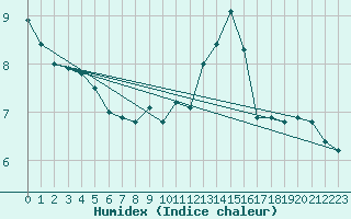 Courbe de l'humidex pour Nuerburg-Barweiler