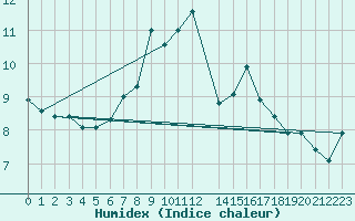 Courbe de l'humidex pour Saentis (Sw)