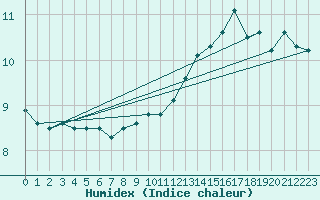 Courbe de l'humidex pour Mont-Aigoual (30)