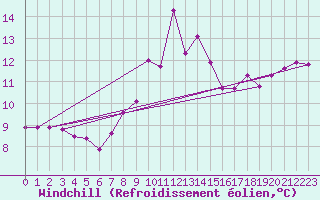 Courbe du refroidissement olien pour Capel Curig