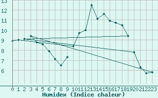 Courbe de l'humidex pour Le Touquet (62)