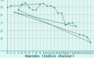 Courbe de l'humidex pour Baden Wurttemberg, Neuostheim