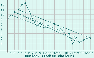 Courbe de l'humidex pour Meiningen