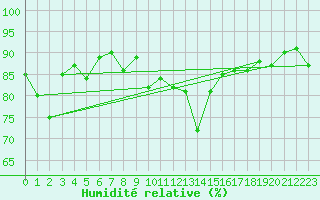 Courbe de l'humidit relative pour Fokstua Ii