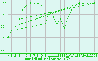 Courbe de l'humidit relative pour Tryvasshogda Ii