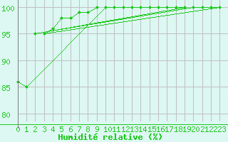 Courbe de l'humidit relative pour Rotenburg (Wuemme)