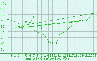 Courbe de l'humidit relative pour Wels / Schleissheim