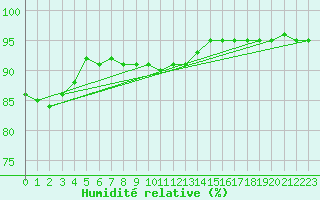 Courbe de l'humidit relative pour Saerheim