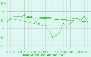 Courbe de l'humidit relative pour Nesbyen-Todokk