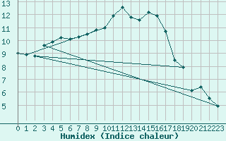 Courbe de l'humidex pour Ballyhaise, Cavan