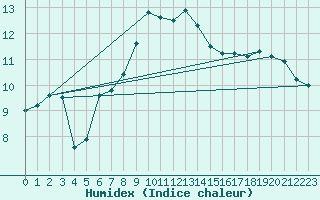 Courbe de l'humidex pour Ineu Mountain