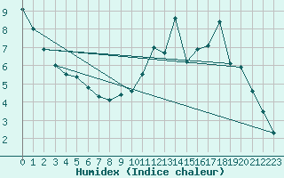 Courbe de l'humidex pour Florennes (Be)