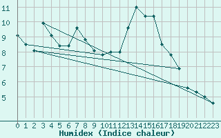 Courbe de l'humidex pour Nyon-Changins (Sw)