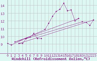 Courbe du refroidissement olien pour Kleine-Brogel (Be)