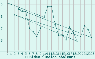 Courbe de l'humidex pour Le Touquet (62)