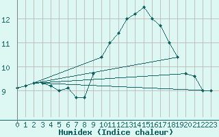 Courbe de l'humidex pour Feldberg-Schwarzwald (All)