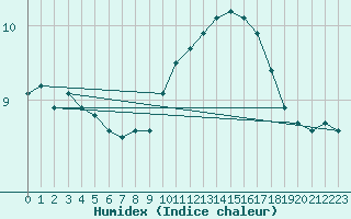 Courbe de l'humidex pour Ploeren (56)