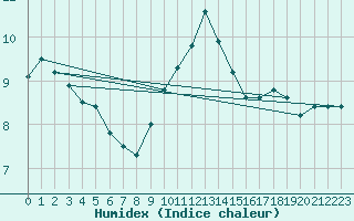 Courbe de l'humidex pour Borkum-Flugplatz