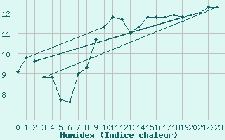 Courbe de l'humidex pour Belfort-Dorans (90)