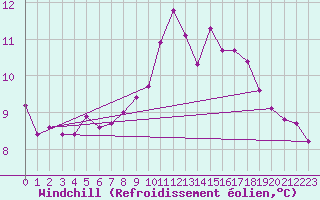 Courbe du refroidissement olien pour Belmullet