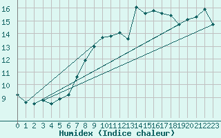 Courbe de l'humidex pour Dourbes (Be)