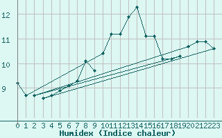 Courbe de l'humidex pour Semenicului Mountain Range