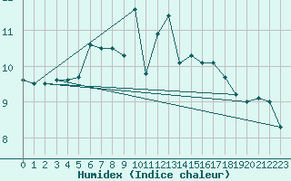 Courbe de l'humidex pour Chaumont (Sw)