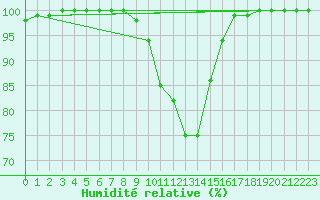 Courbe de l'humidit relative pour Offenbach Wetterpar