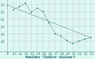 Courbe de l'humidex pour Delsbo