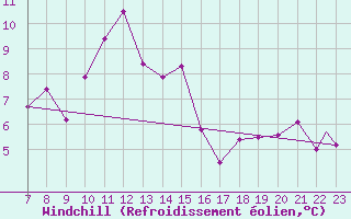 Courbe du refroidissement olien pour M. Calamita