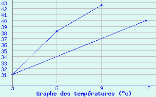 Courbe de tempratures pour Meerut