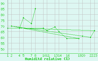 Courbe de l'humidit relative pour Seljalandsdalur - skaskli