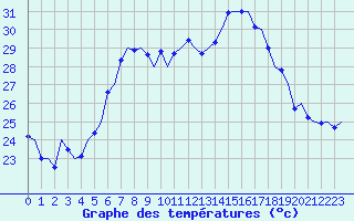 Courbe de tempratures pour Ibiza (Esp)