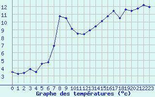 Courbe de tempratures pour Elzach-Fisnacht