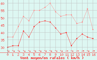 Courbe de la force du vent pour Ile de R - Saint-Clment-des-Baleines (17)