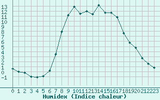 Courbe de l'humidex pour Toplita