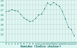 Courbe de l'humidex pour Cognac (16)