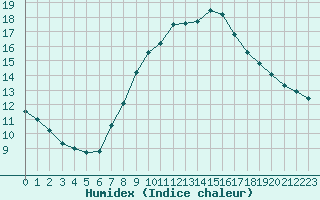 Courbe de l'humidex pour Tomelloso