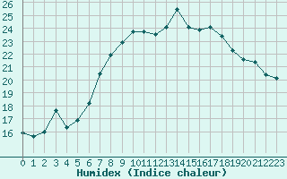 Courbe de l'humidex pour Neum