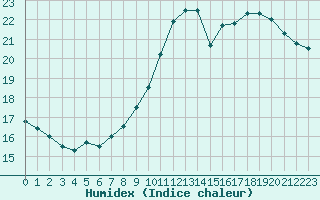 Courbe de l'humidex pour Lyon - Bron (69)