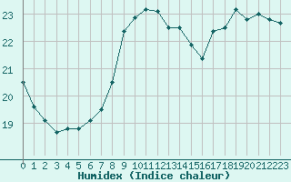 Courbe de l'humidex pour Lille (59)